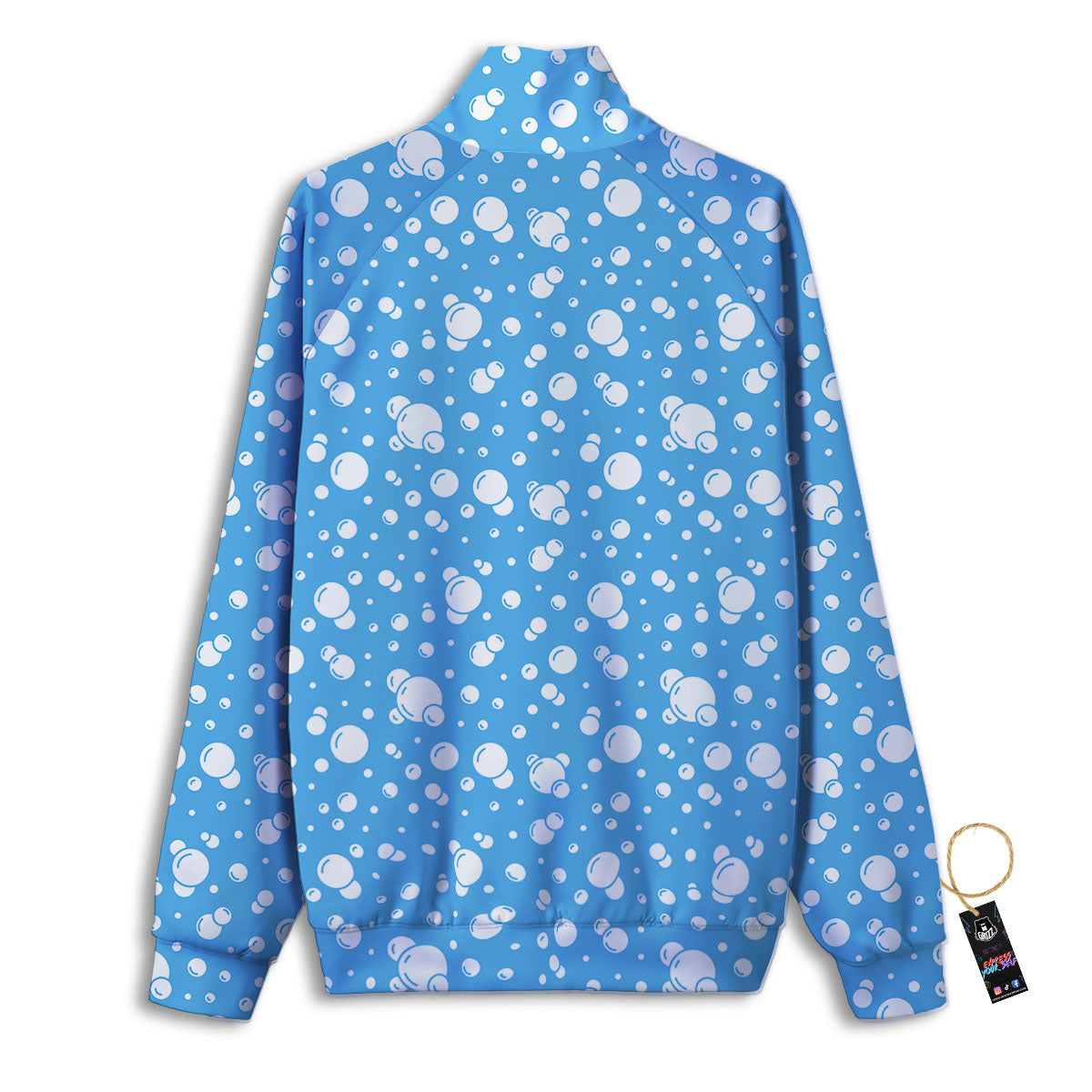Bubble White And Blue Print Pattern Track Jacket-grizzshop