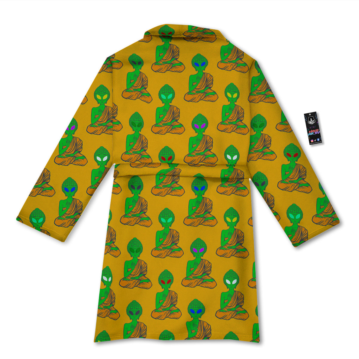 Buddha Alien Psychedelic Print Pattern Bathrobe-grizzshop