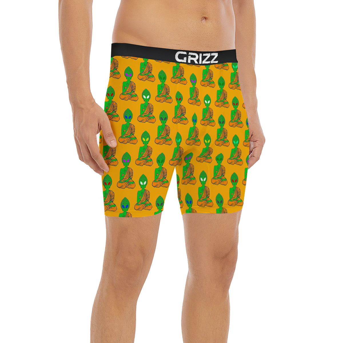 Buddha Alien Psychedelic Print Pattern Boxer Briefs-grizzshop