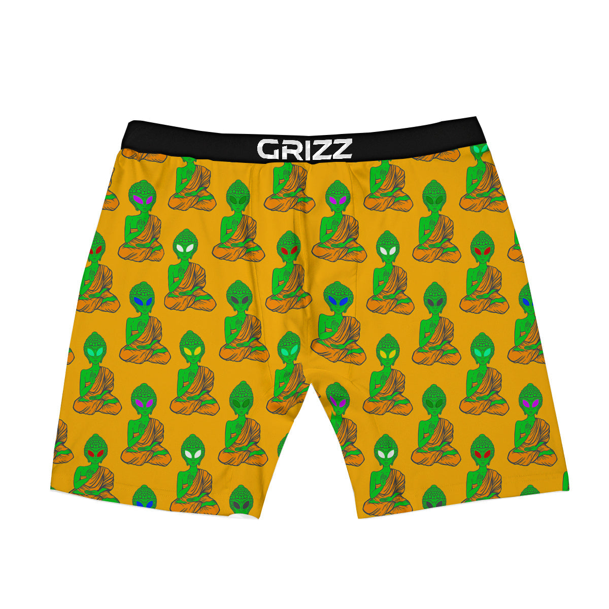 Buddha Alien Psychedelic Print Pattern Boxer Briefs-grizzshop