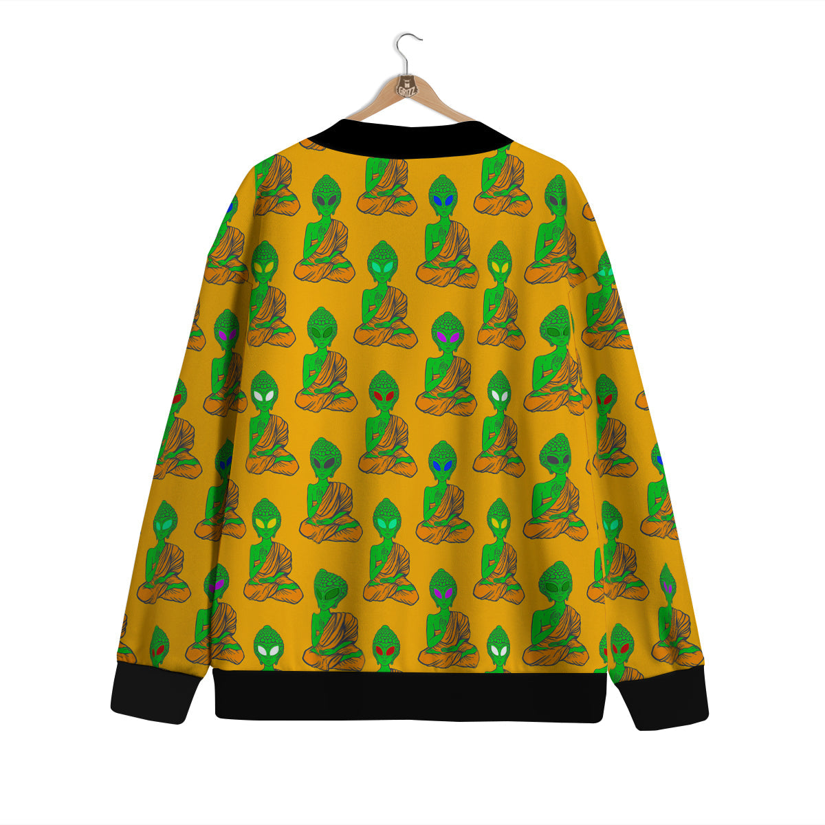 Buddha Alien Psychedelic Print Pattern Cardigan-grizzshop