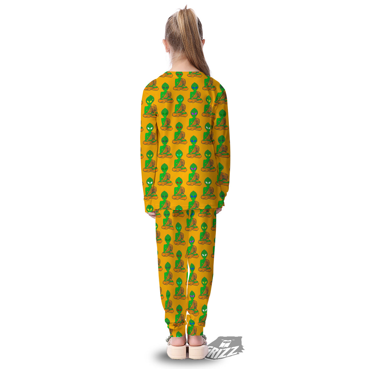 Buddha Alien Psychedelic Print Pattern Kid's Pajamas-grizzshop
