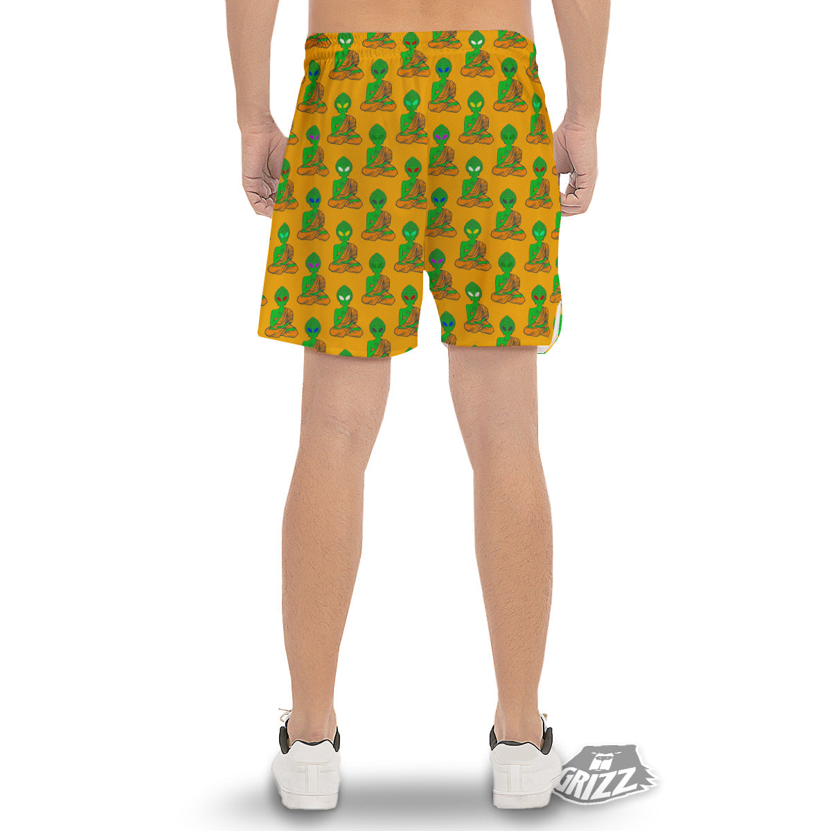 Buddha Alien Psychedelic Print Pattern Men's Gym Shorts-grizzshop