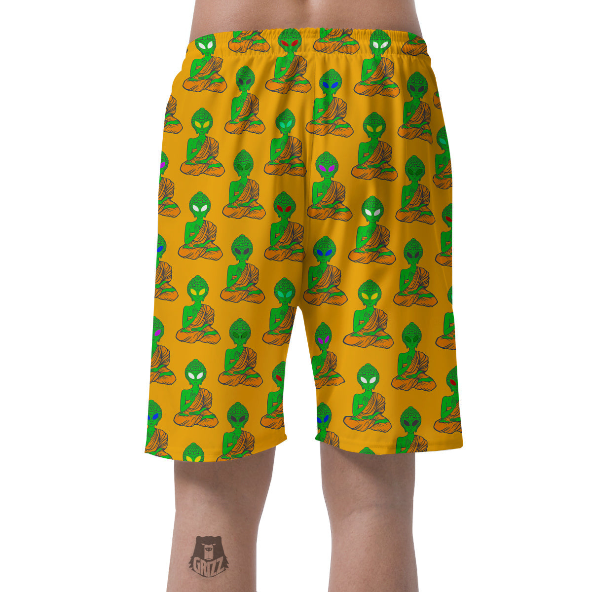 Buddha Alien Psychedelic Print Pattern Men's Shorts-grizzshop
