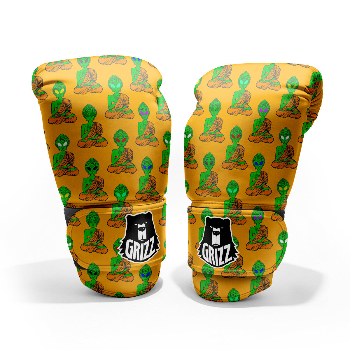Buddha Alien Psychedelic Print Pattern Sparring Gloves-grizzshop