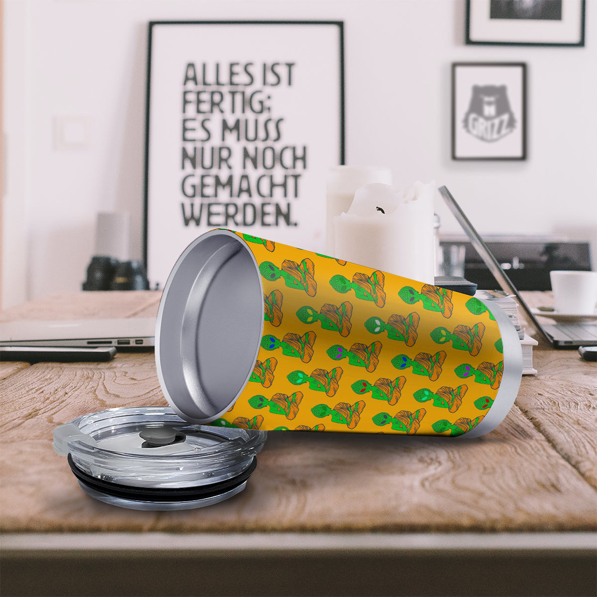 Buddha Alien Psychedelic Print Pattern Tumbler-grizzshop