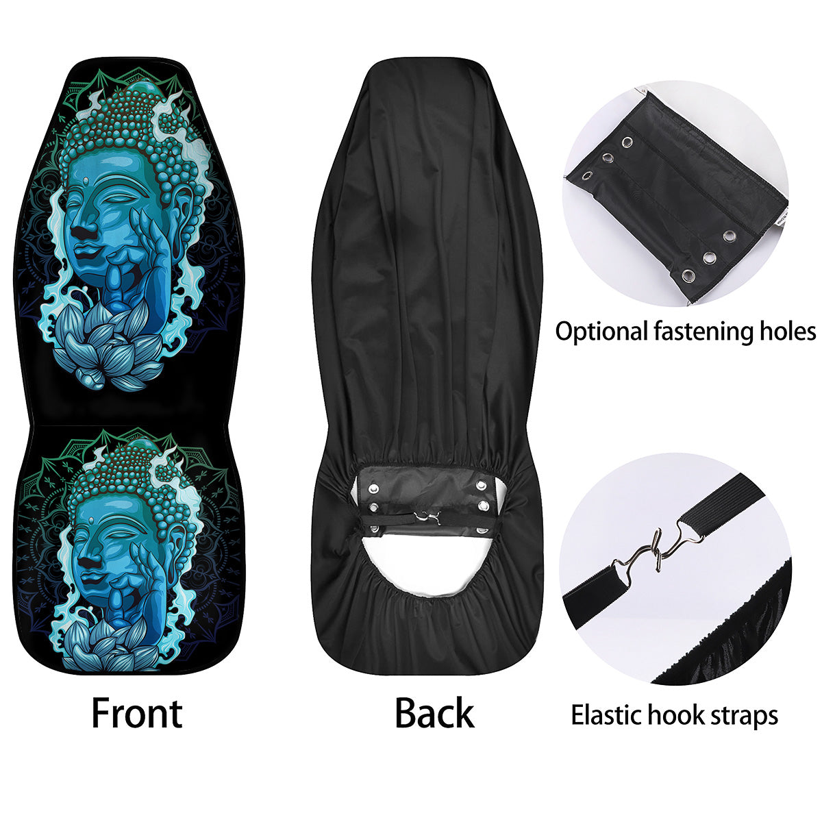 Buddha Blue Print Car Seat Covers-grizzshop