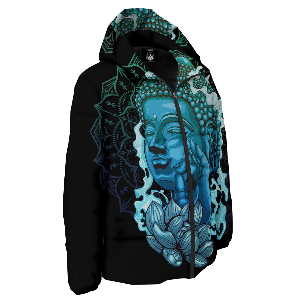 Buddha Blue Print Down Jacket-grizzshop