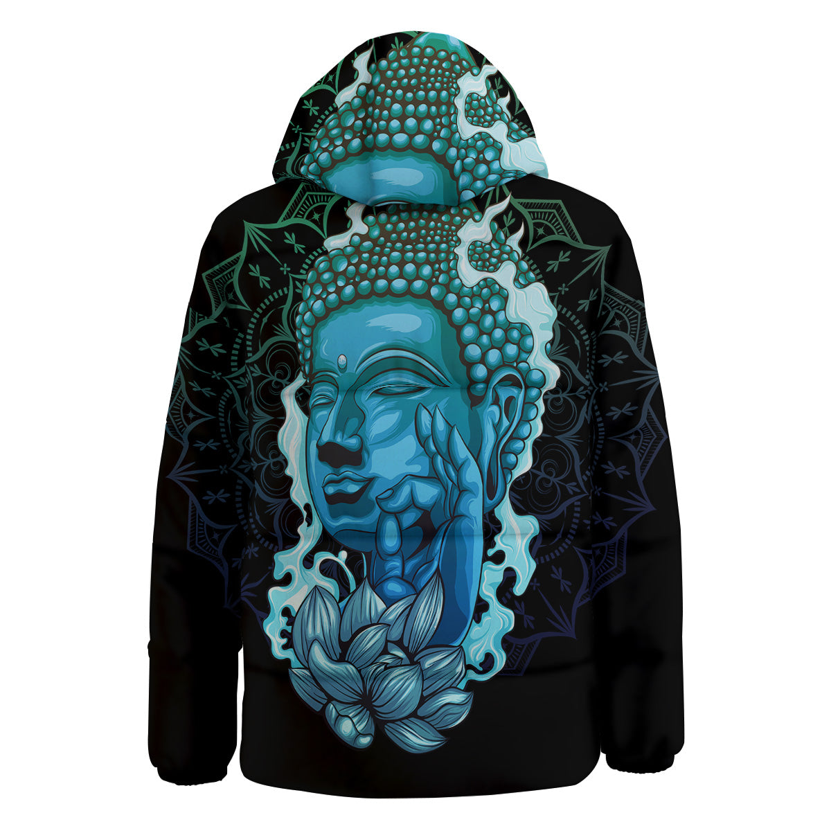 Buddha Blue Print Down Jacket-grizzshop