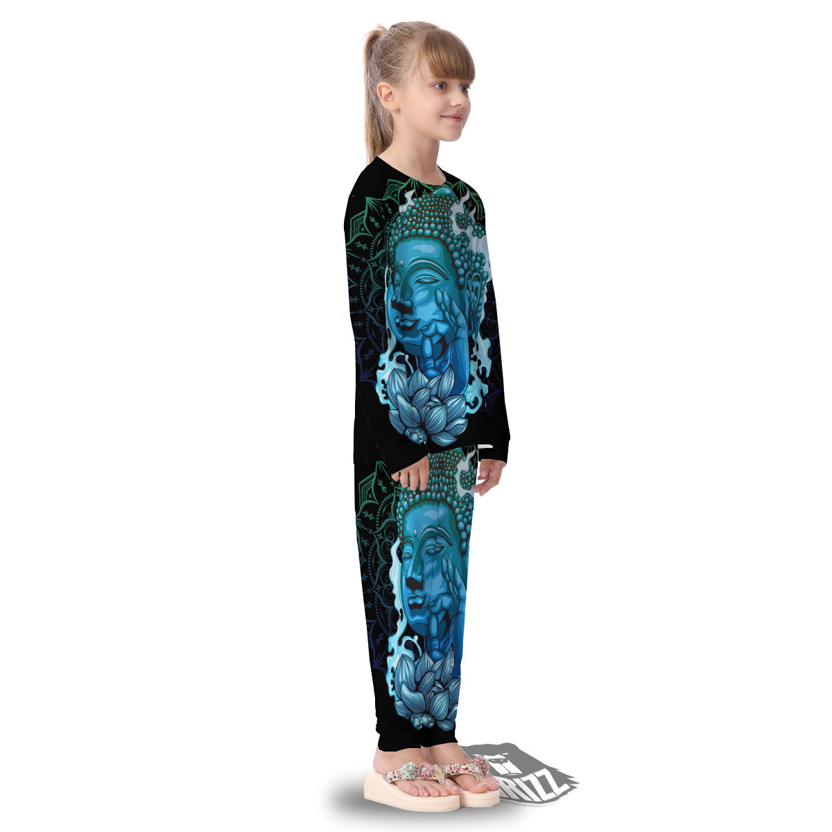 Buddha Blue Print Kid's Pajamas-grizzshop