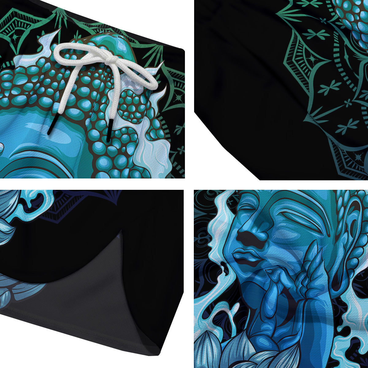 Buddha Blue Print Men's Running Shorts-grizzshop