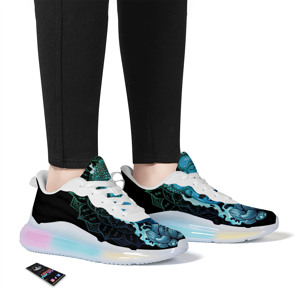 Buddha Blue Print Running Sneakers-grizzshop