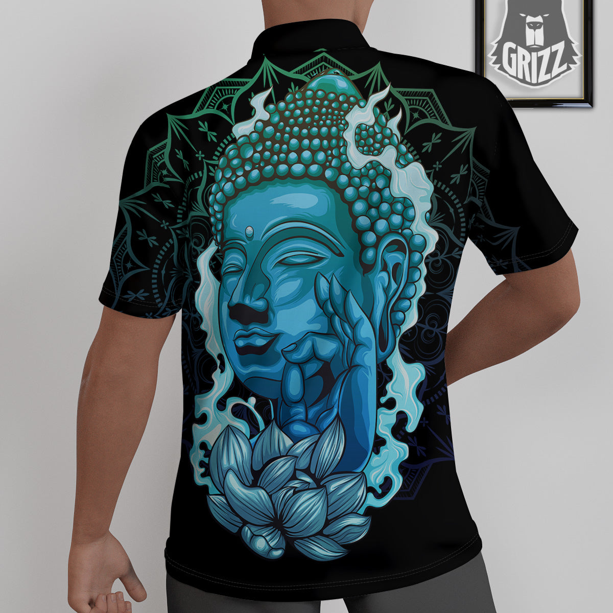 Buddha Blue Print Untucked Shirts-grizzshop