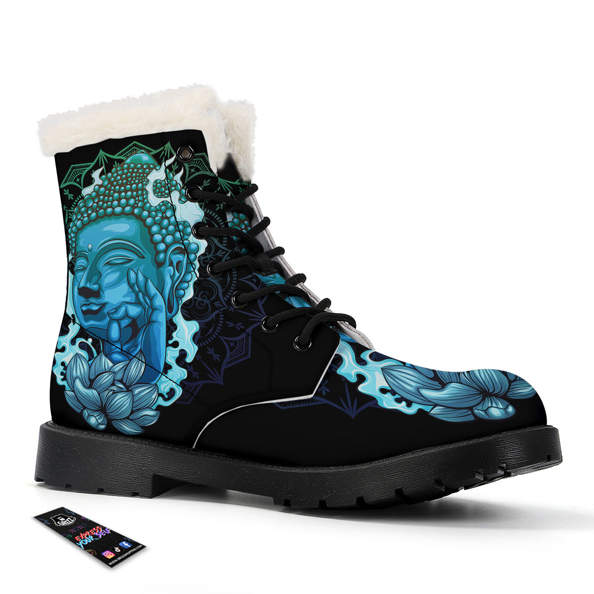 Buddha Blue Print Winter Boots-grizzshop