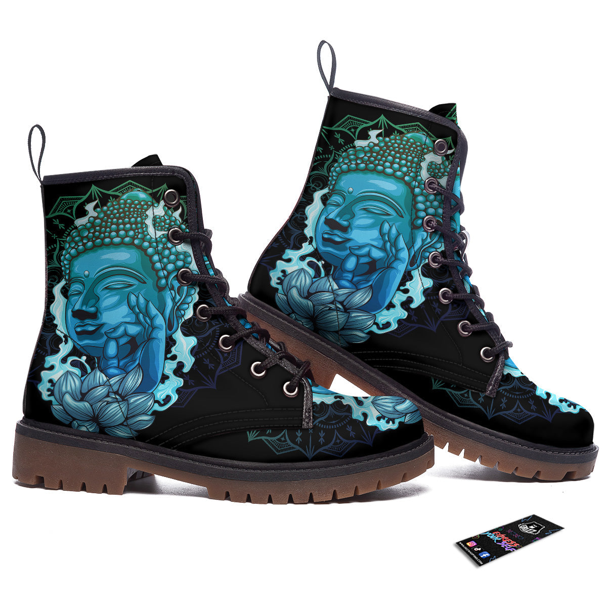Buddha Blue Print Work Boots-grizzshop
