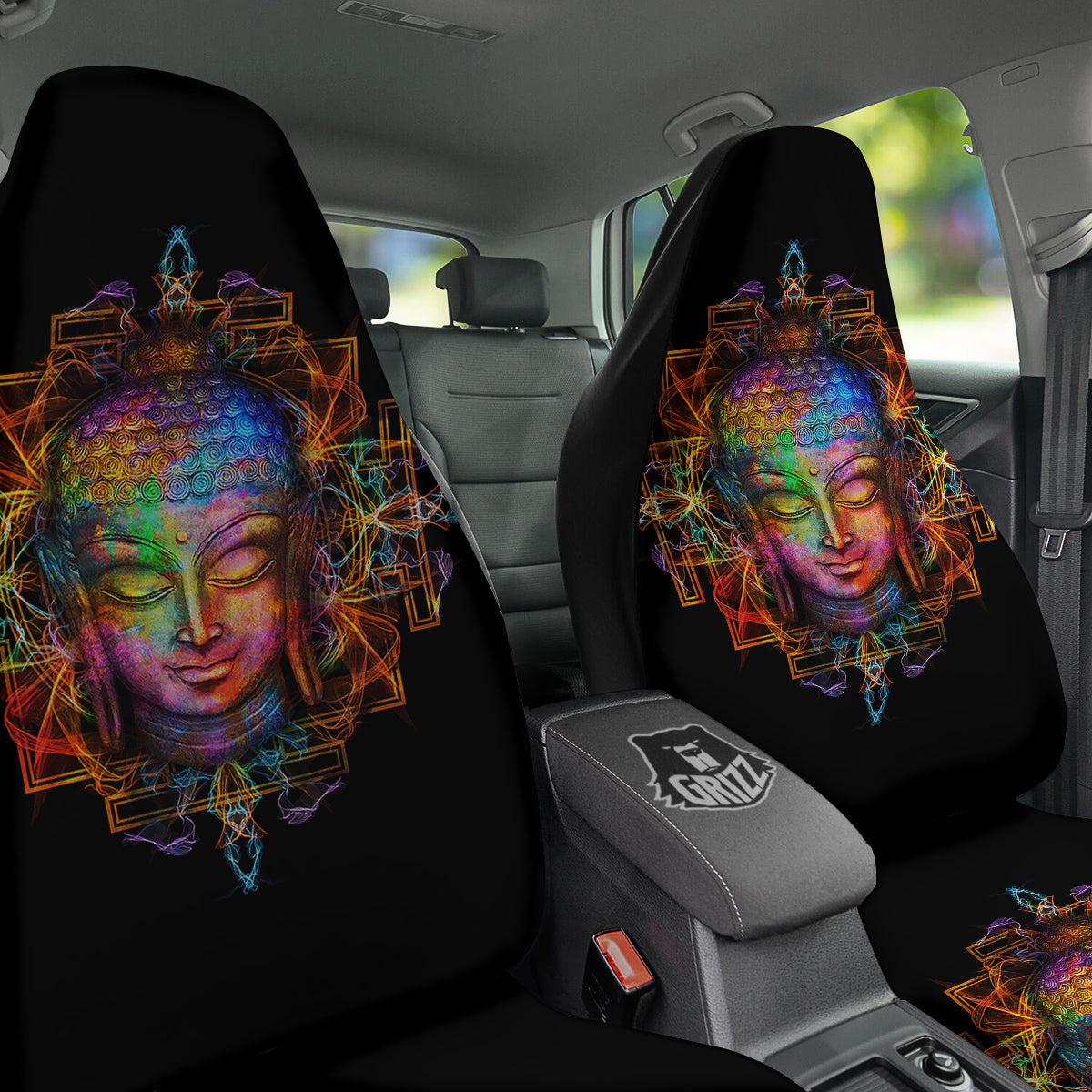 Buddha Colorful Print Car Seat Covers-grizzshop