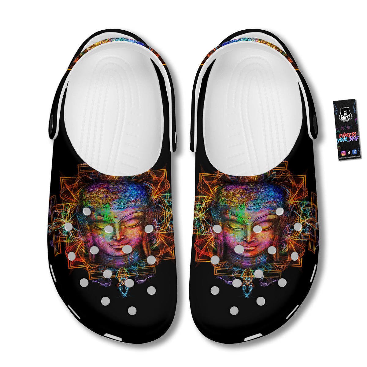 Buddha Colorful Print Clog-grizzshop