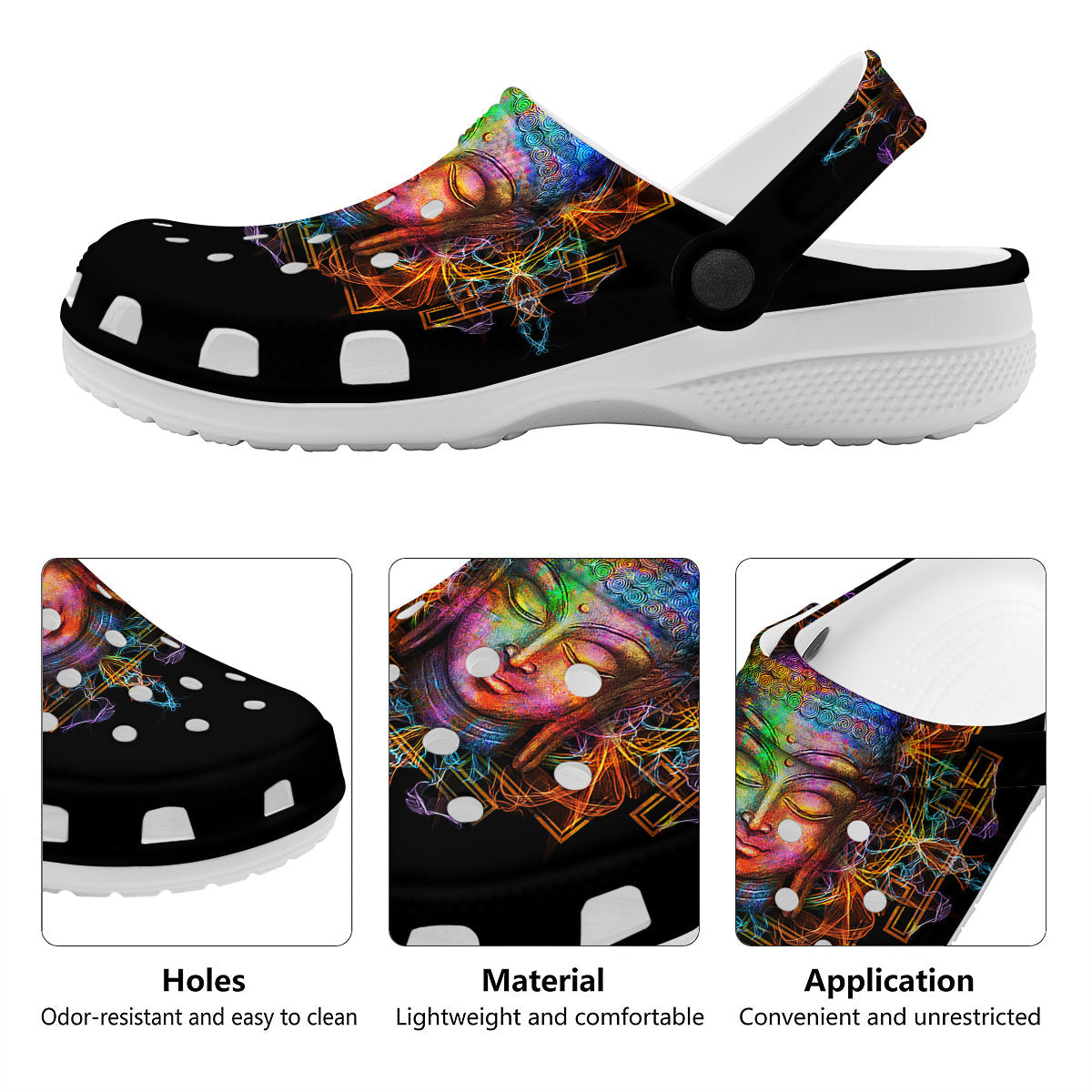 Buddha Colorful Print Clog-grizzshop