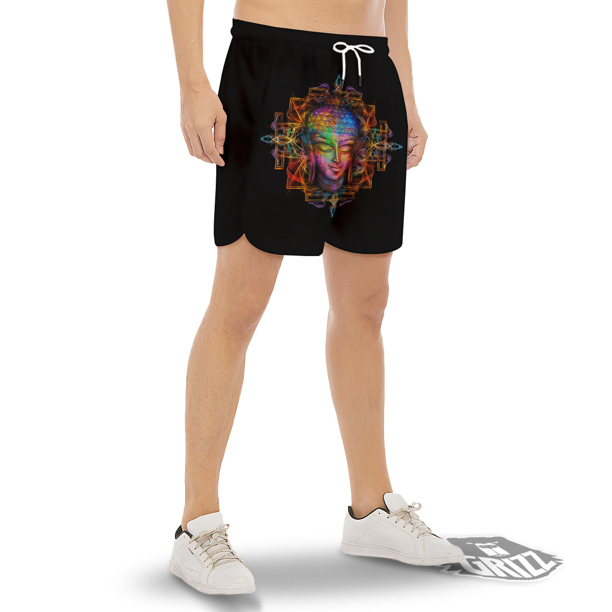 Buddha Colorful Print Men's Gym Shorts-grizzshop