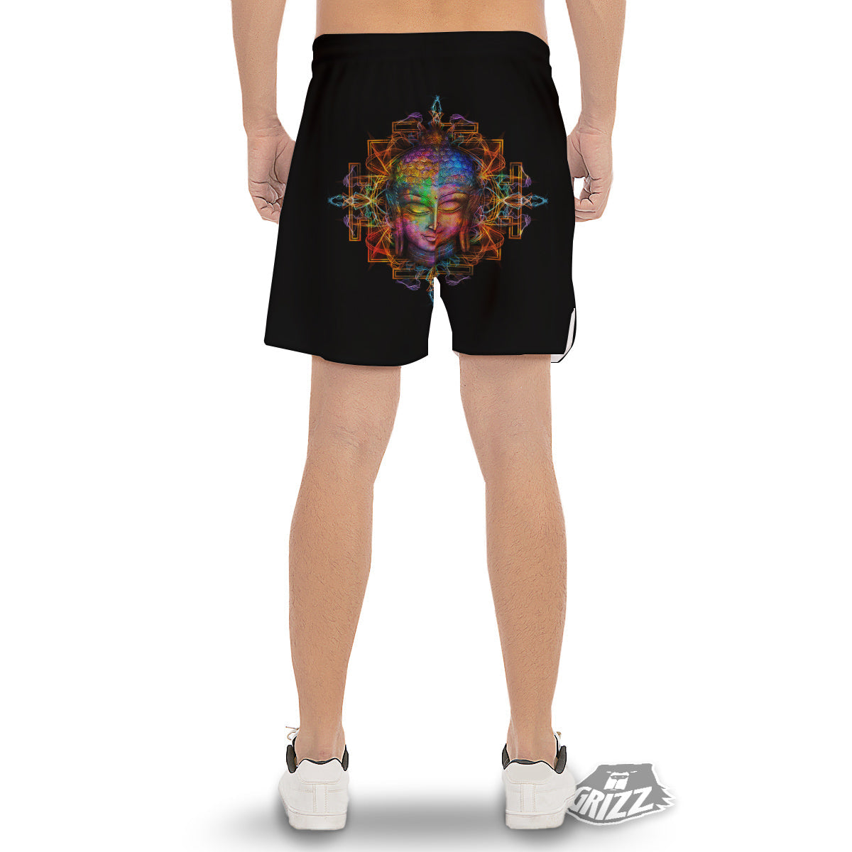 Buddha Colorful Print Men's Gym Shorts-grizzshop