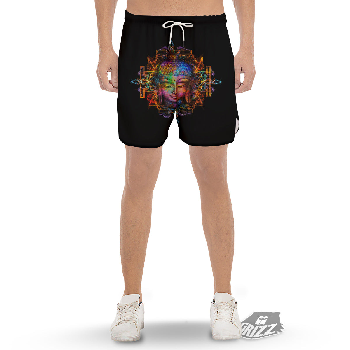 Buddha Colorful Print Men's Gym Shorts-grizzshop