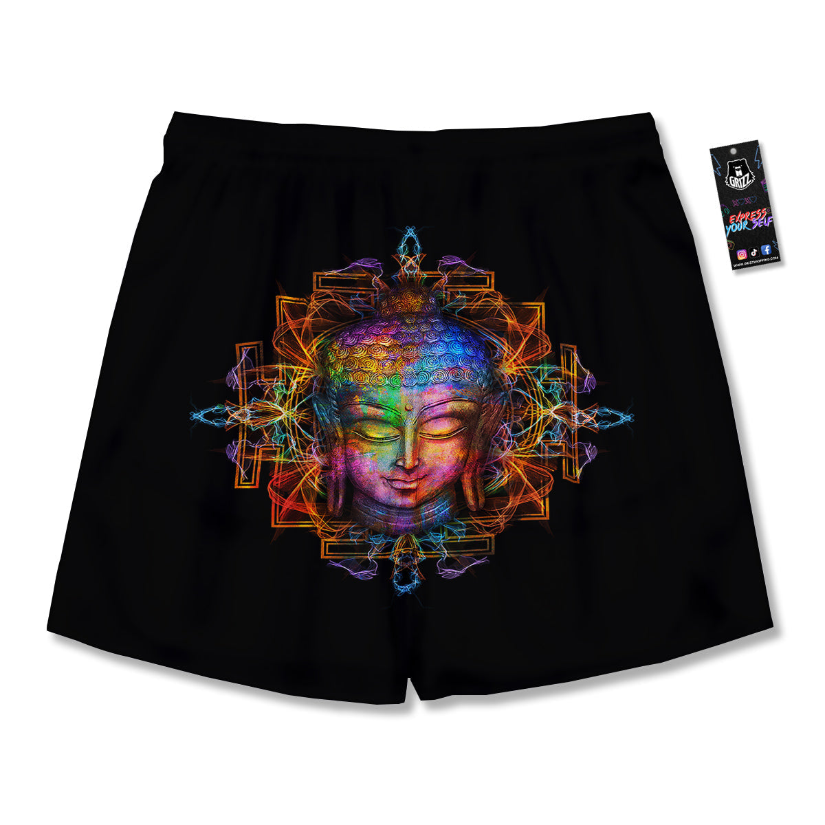 Buddha Colorful Print Men's Running Shorts-grizzshop