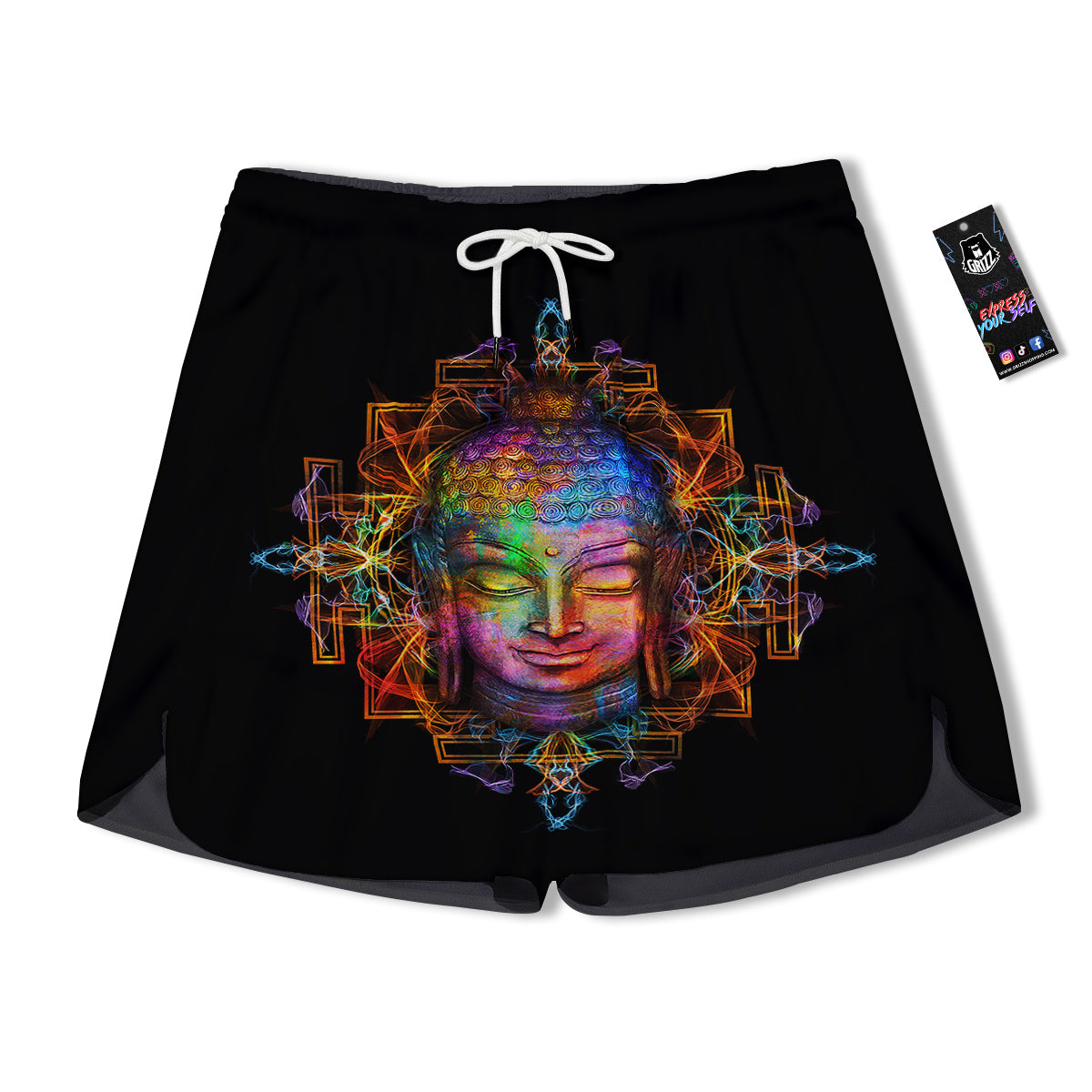 Buddha Colorful Print Men's Running Shorts-grizzshop