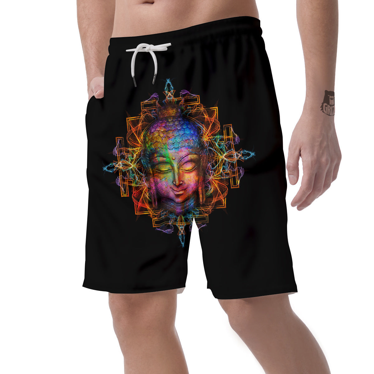 Buddha Colorful Print Men's Shorts-grizzshop