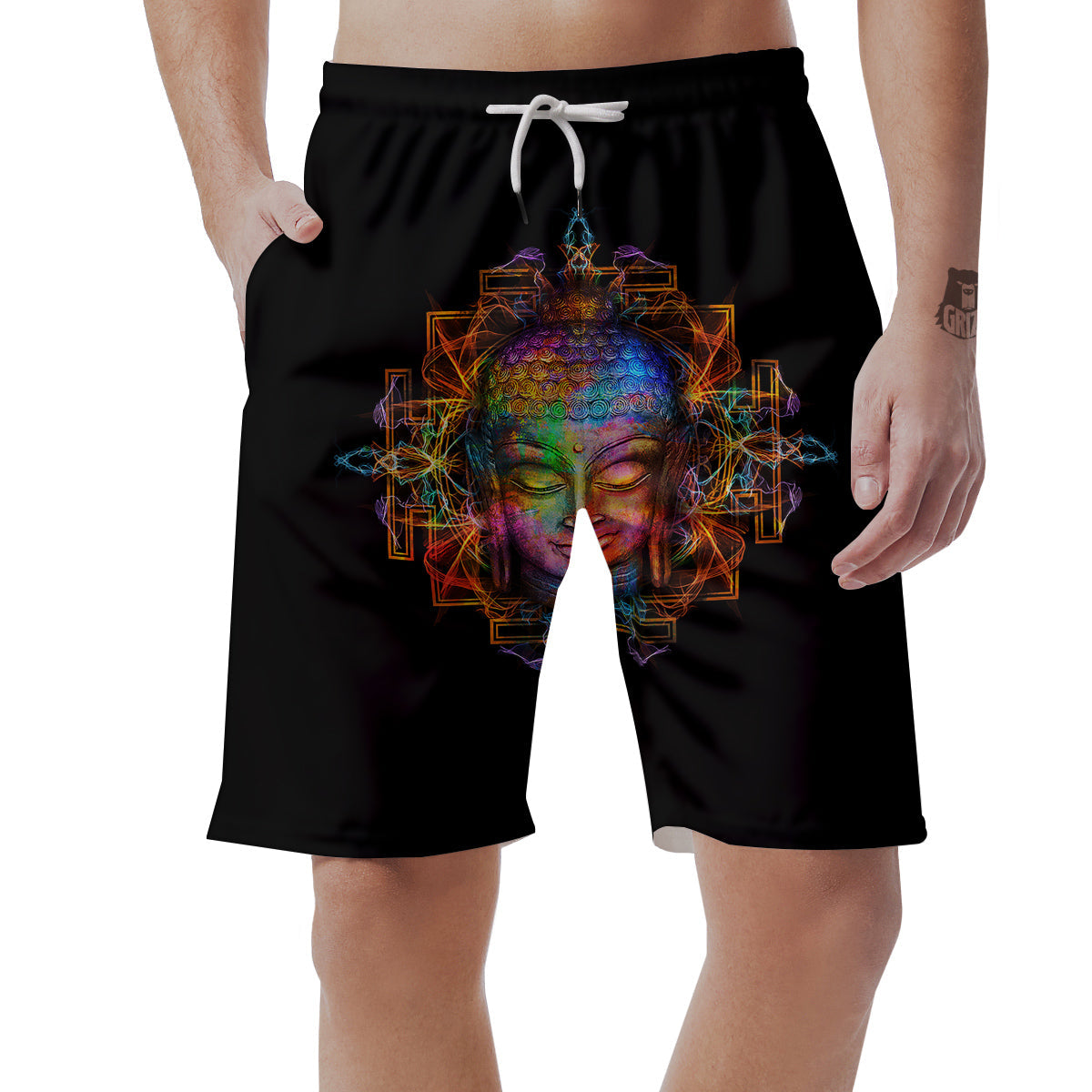 Buddha Colorful Print Men's Shorts-grizzshop