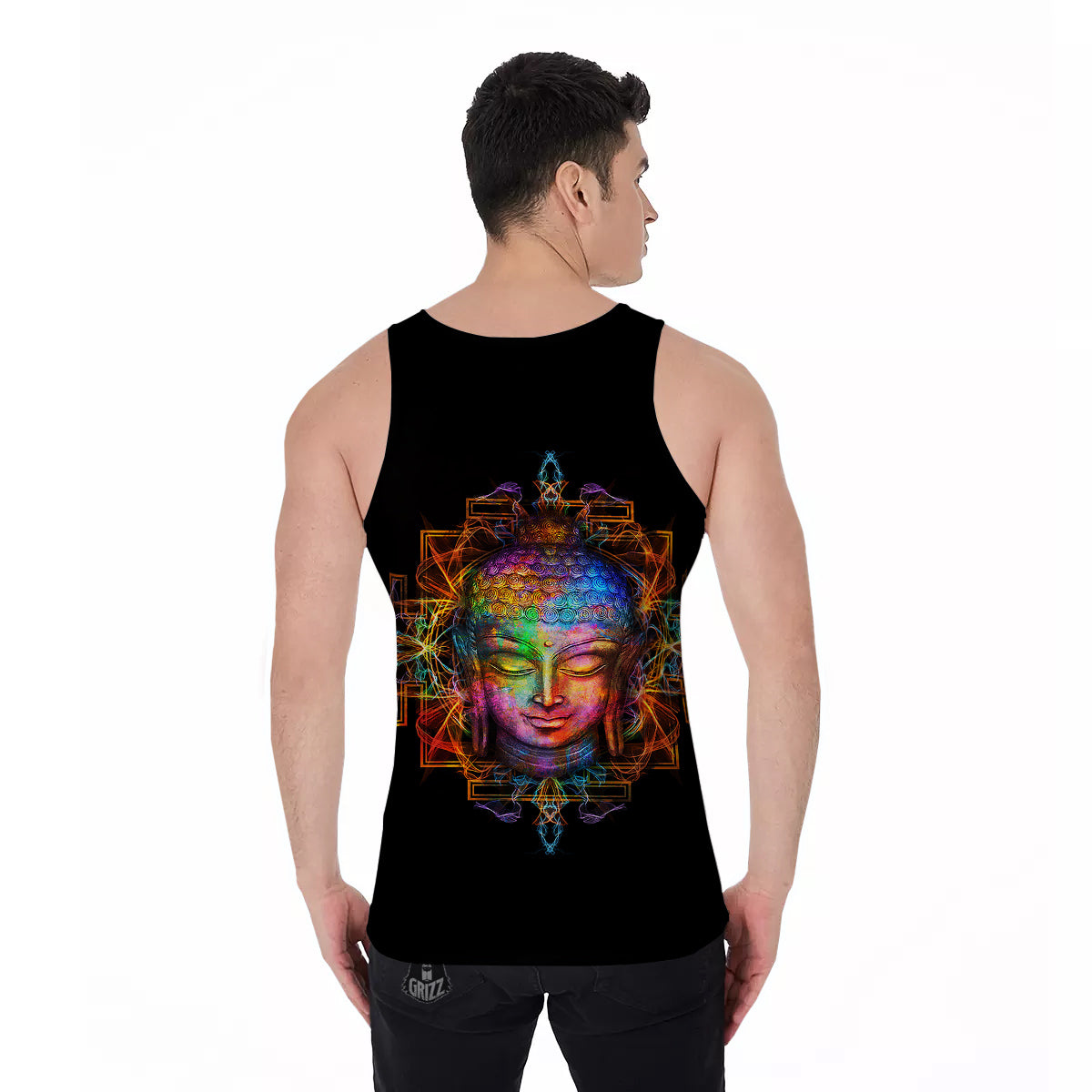Buddha Colorful Print Men's Tank Top-grizzshop