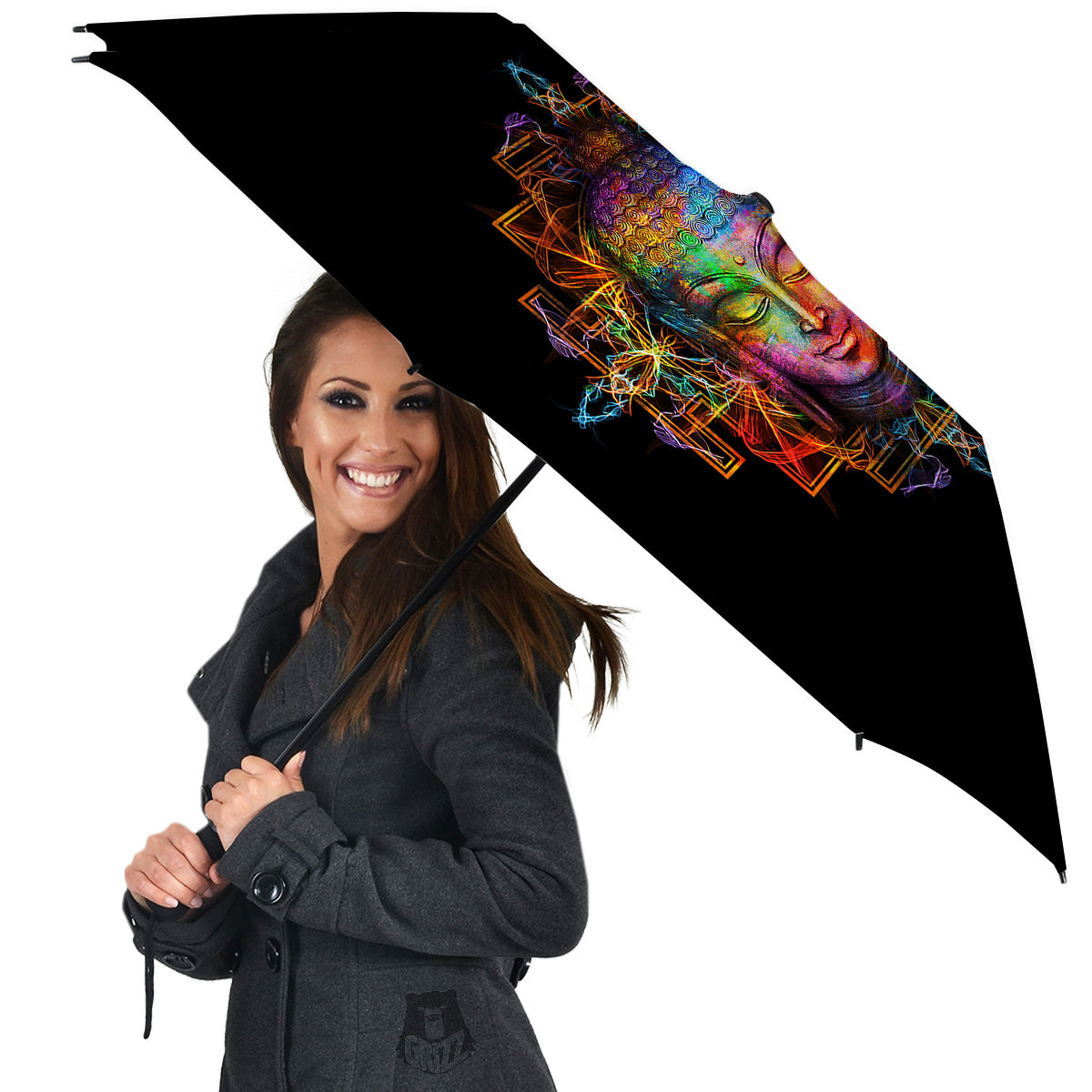 Buddha Colorful Print Umbrella-grizzshop