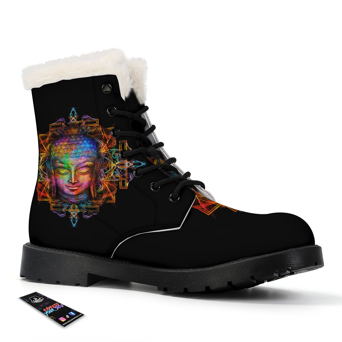 Buddha Colorful Print Winter Boots-grizzshop
