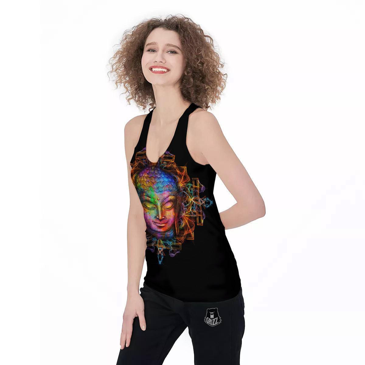 Buddha Colorful Print Women's Racerback Tank Top-grizzshop