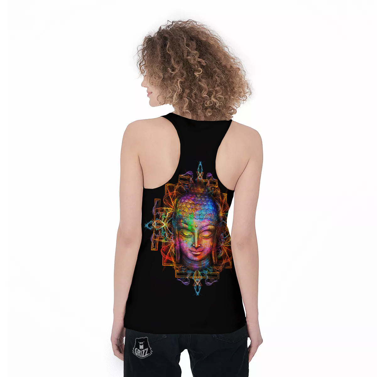 Buddha Colorful Print Women's Racerback Tank Top-grizzshop