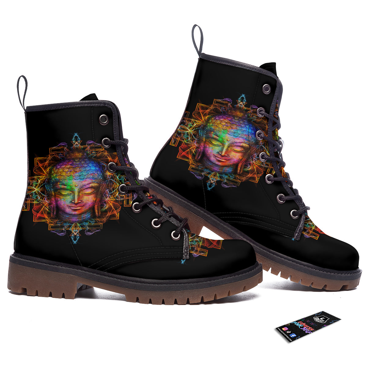 Buddha Colorful Print Work Boots-grizzshop
