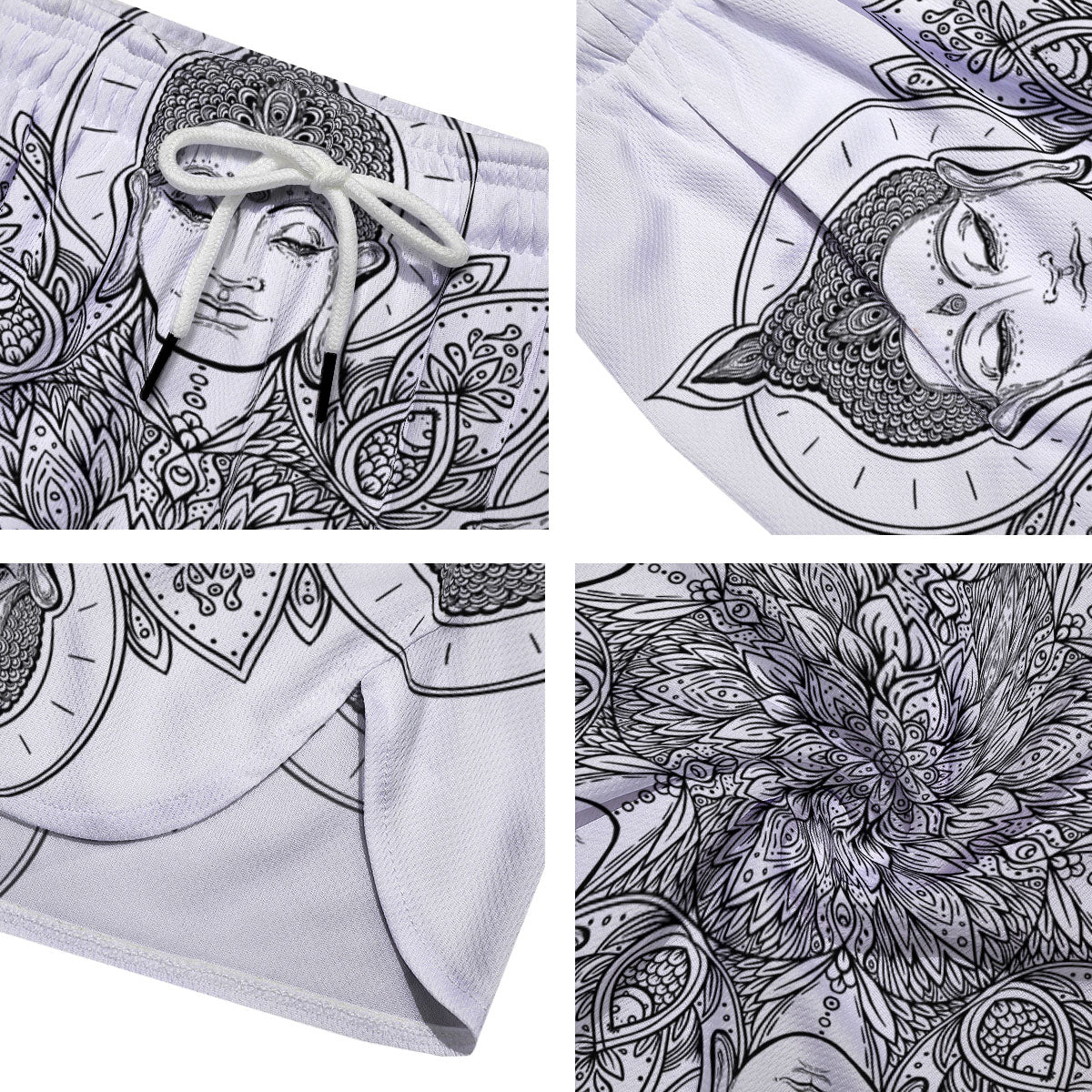 Buddha Face Ornate Mandala Print Men's Running Shorts-grizzshop