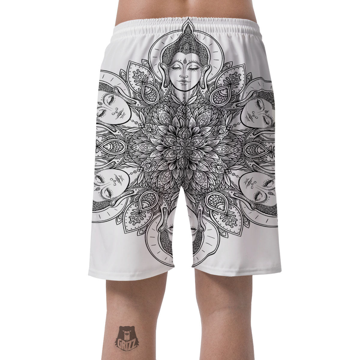 Buddha Face Ornate Mandala Print Men's Shorts-grizzshop