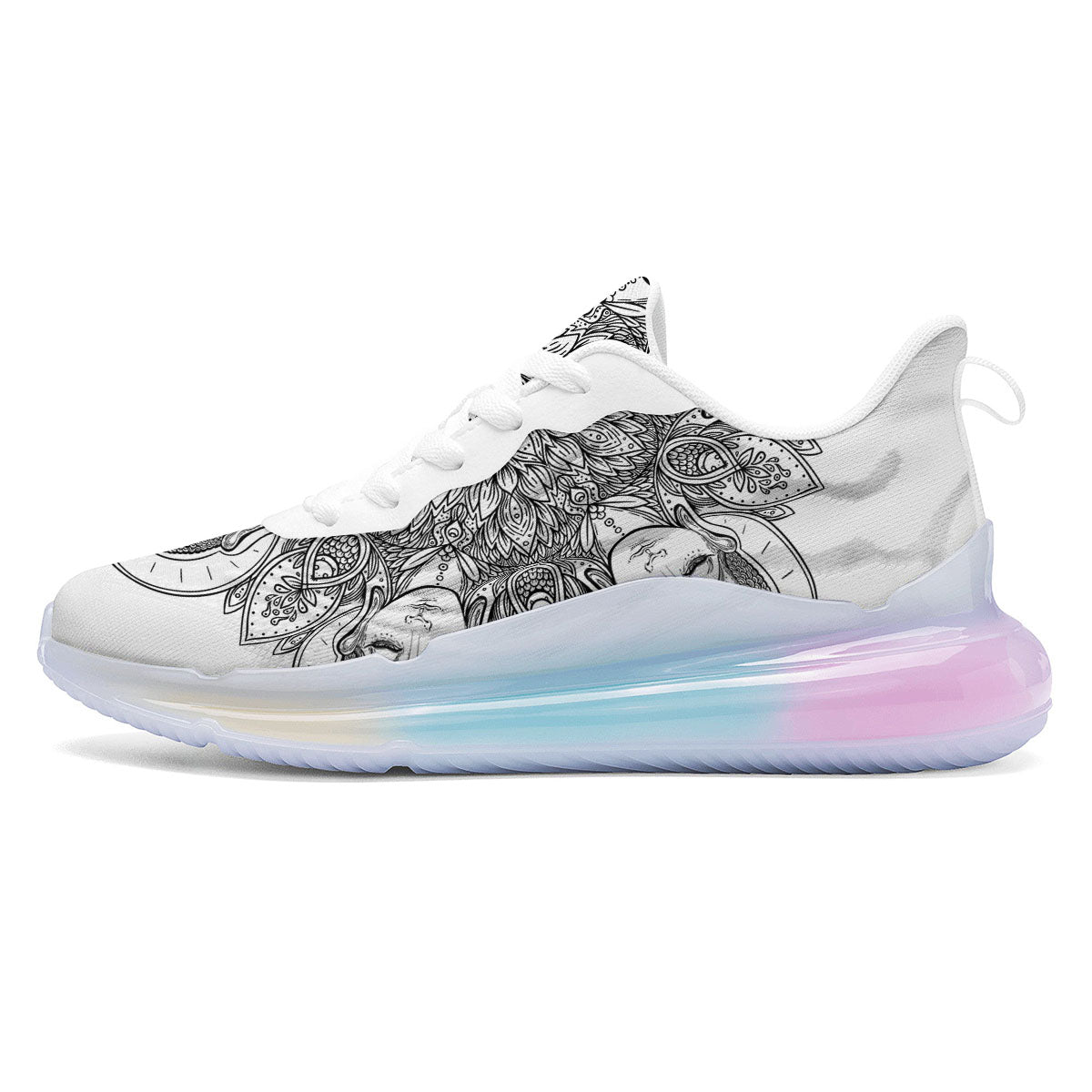 Buddha Face Ornate Mandala Print Running Sneakers-grizzshop