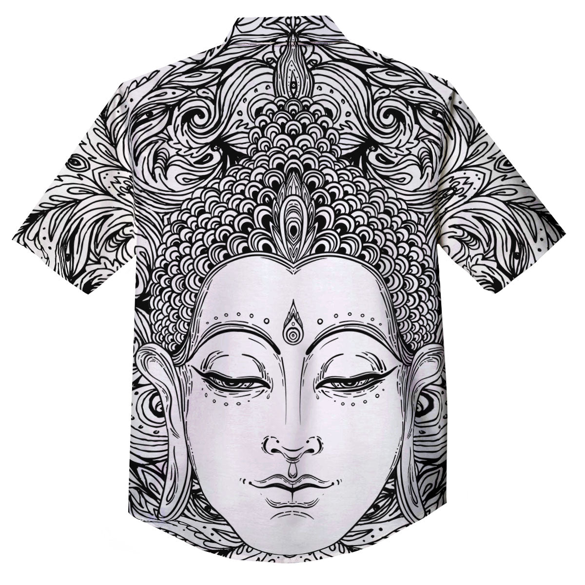 Buddha Mandala Spiritual Black White Print Button Up Shirt-grizzshop