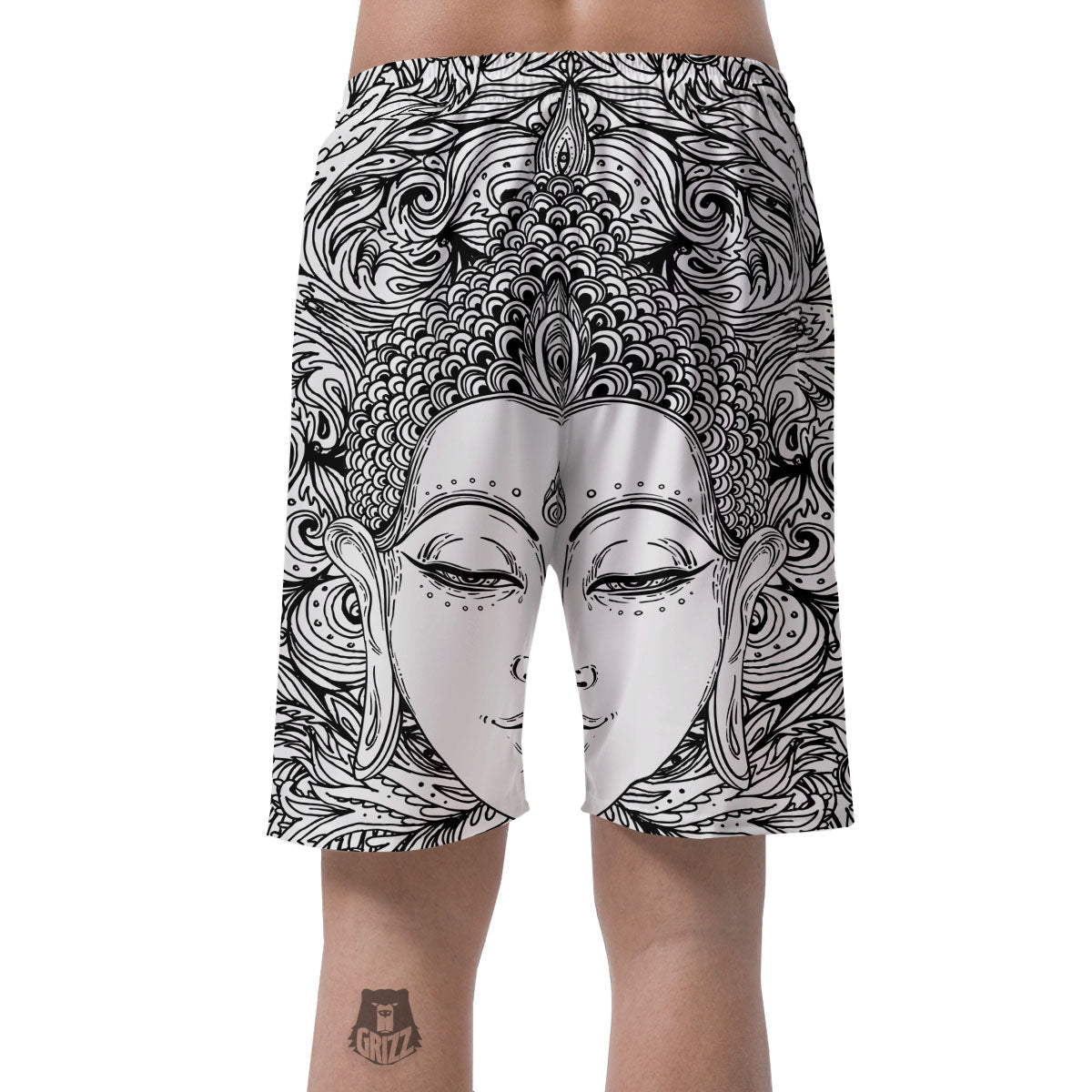 Buddha Mandala Spiritual Black White Print Men's Shorts-grizzshop