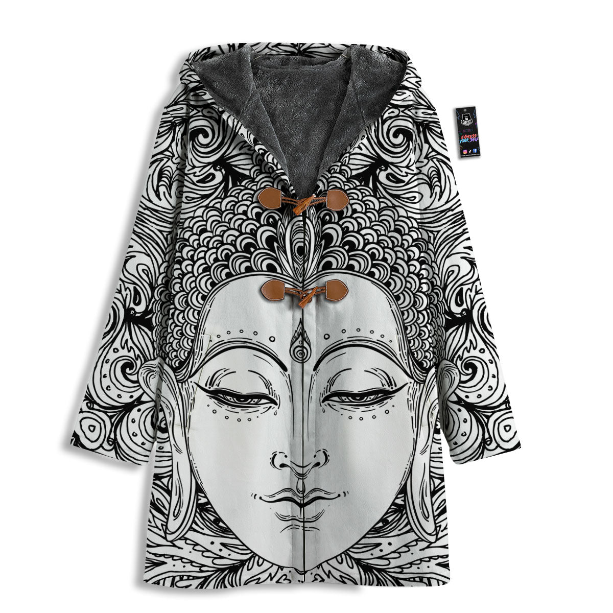 Buddha Mandala Spiritual Black White Print Men's Windbreaker Jacket-grizzshop
