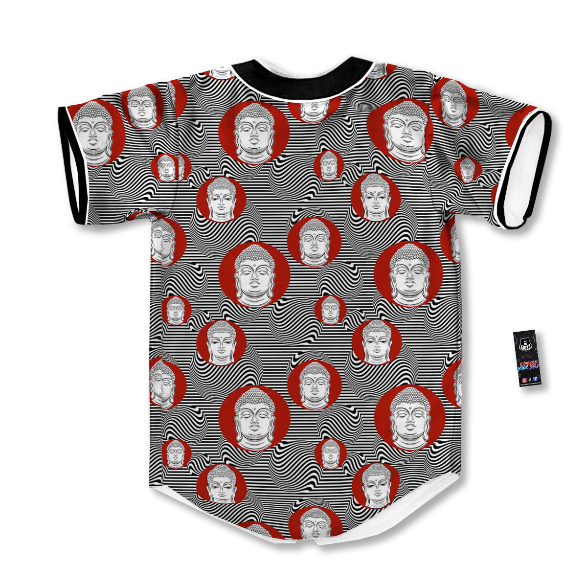 Buddha Print Pattern Baseball Jersey-grizzshop
