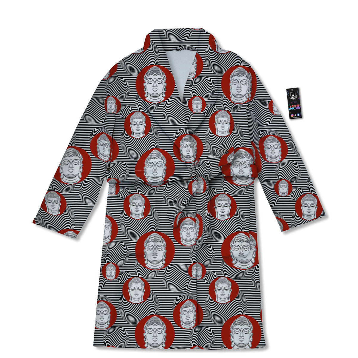 Buddha Print Pattern Bathrobe-grizzshop
