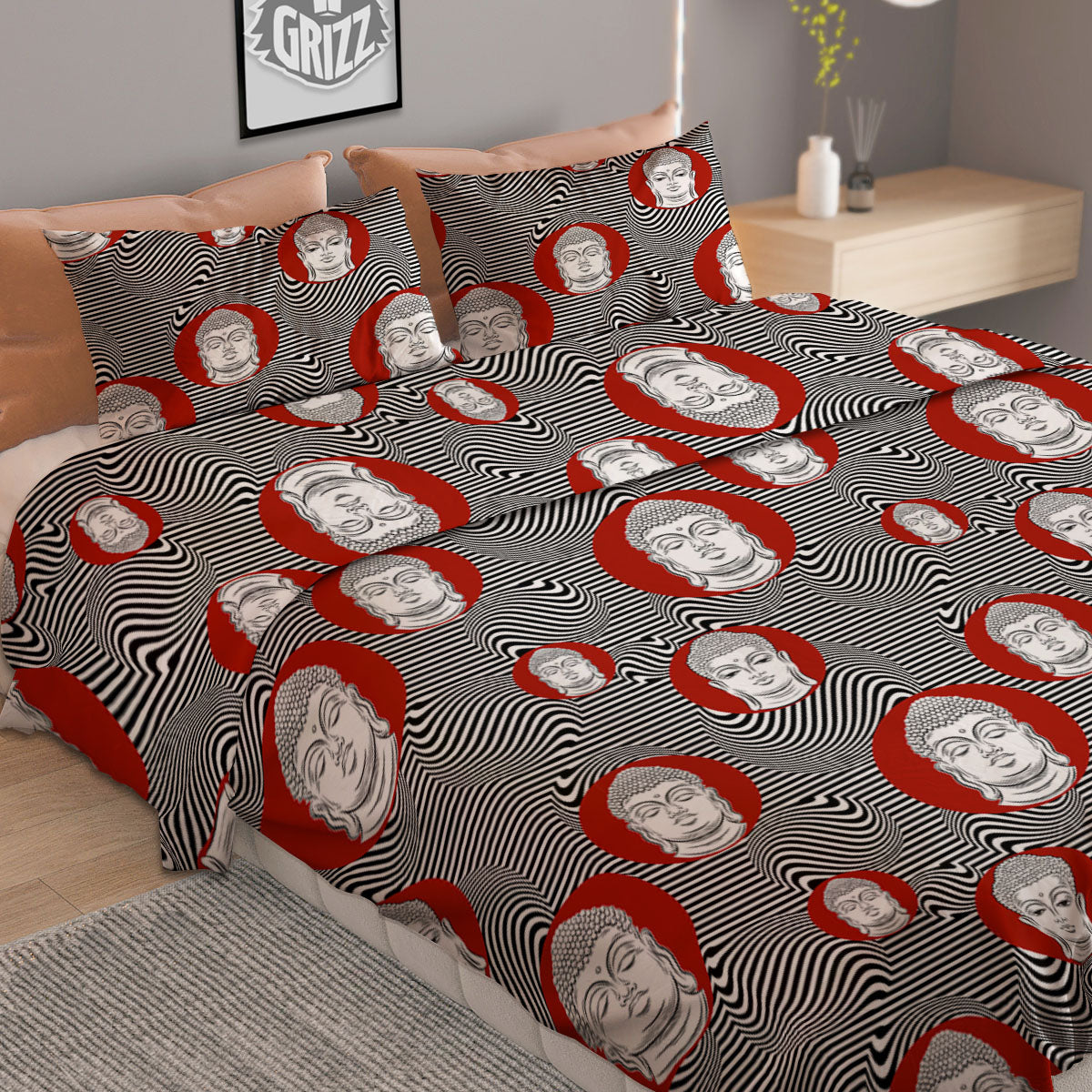 Buddha Print Pattern Duvet Cover Bedding Set-grizzshop