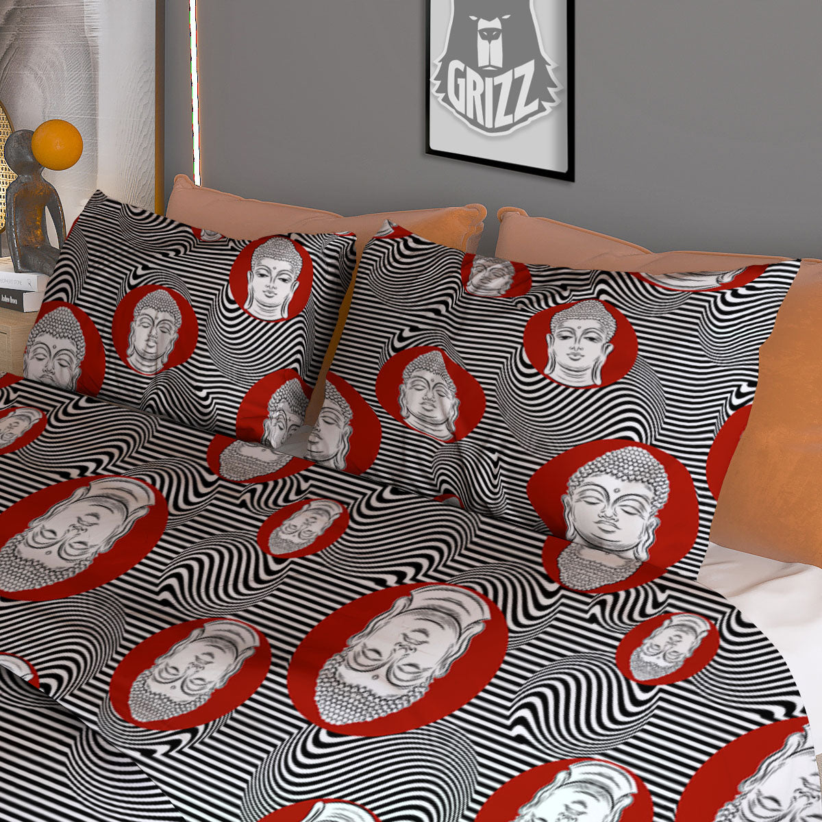 Buddha Print Pattern Duvet Cover Bedding Set-grizzshop