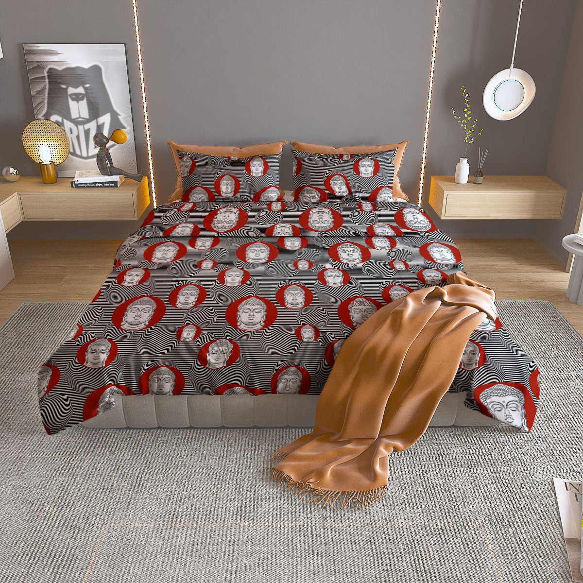 Buddha Print Pattern Duvet Cover Bedding Set-grizzshop