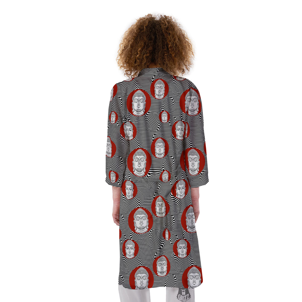 Buddha Print Pattern Kimono-grizzshop