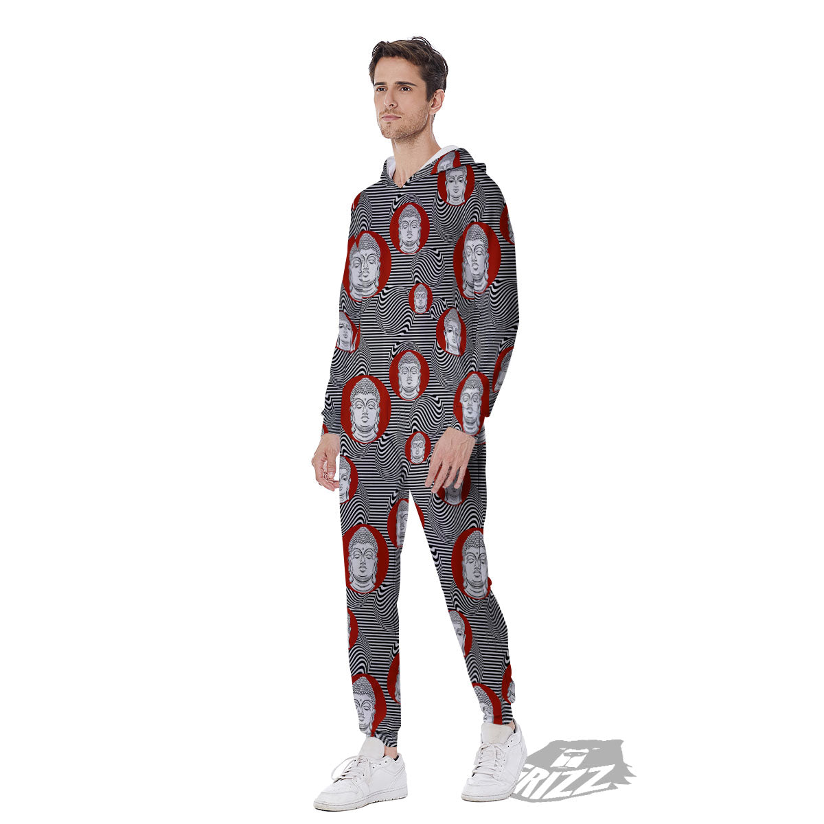 Buddha Print Pattern Men's Jumpsuit-grizzshop