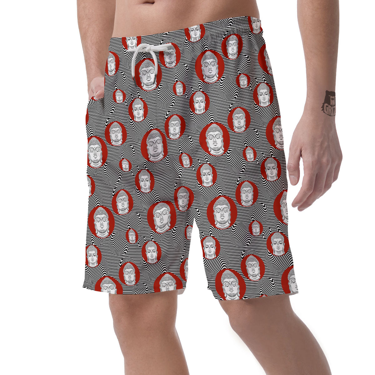 Buddha Print Pattern Men's Shorts-grizzshop
