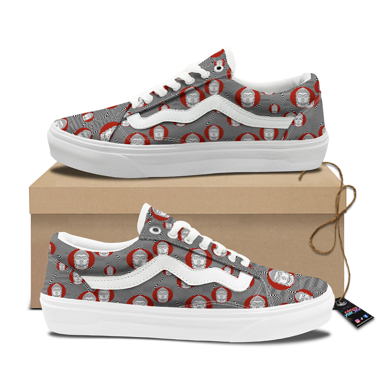 Buddha Print Pattern Skate Shoes-grizzshop